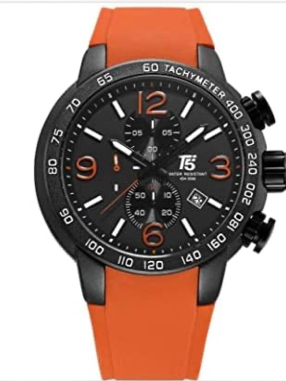 Orange Silicone Strap Chronograph Watch for Men